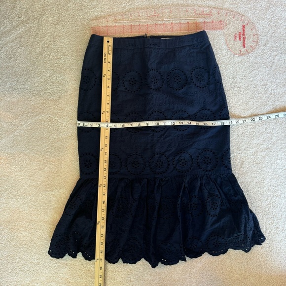 Boden Broderie Eyelet Skirt Navy Blue Size 6R Trumpet Mermaid Midi Cotton - Picture 3 of 13